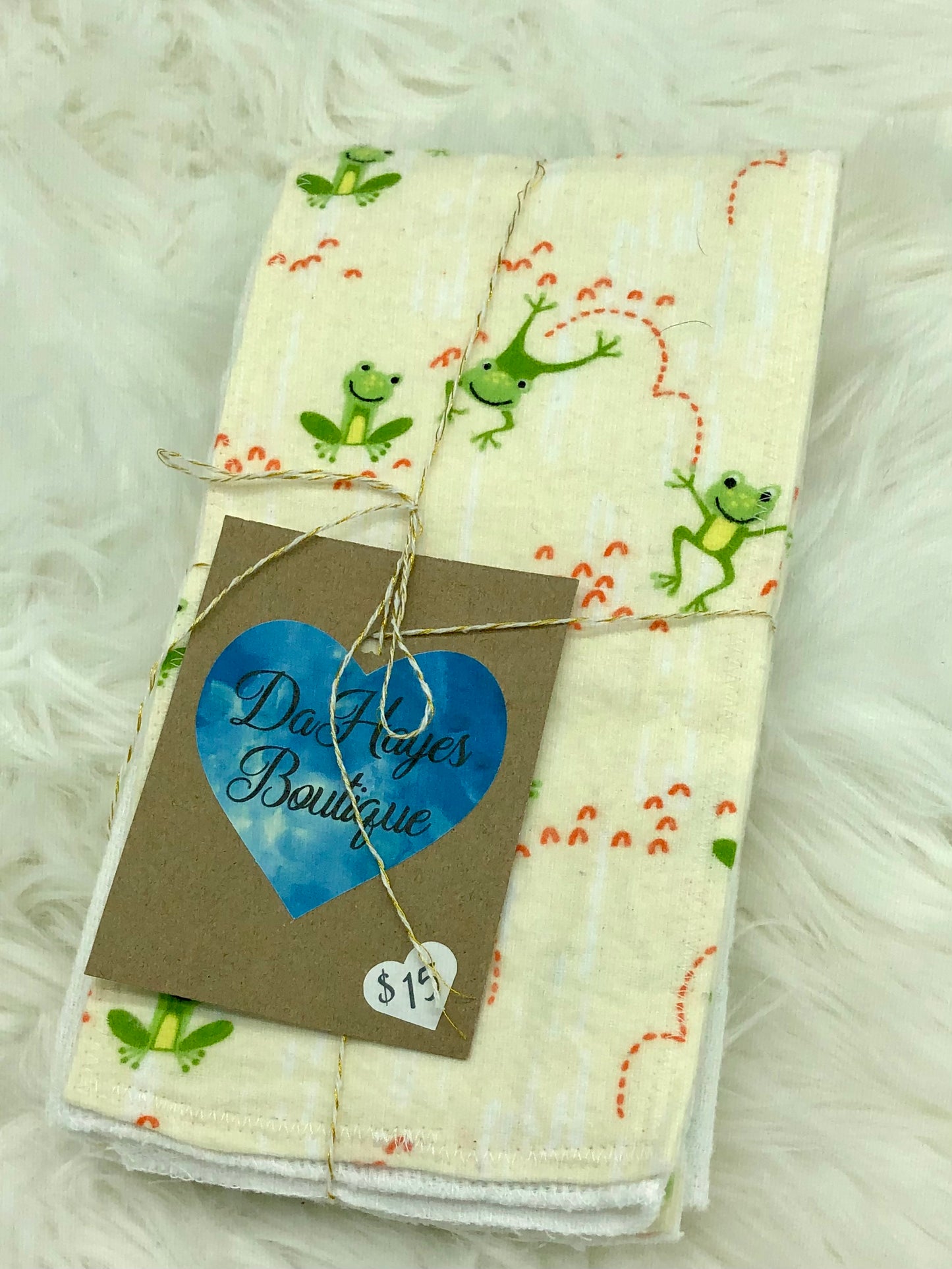 Frogs with Hearts Burp Cloth Set