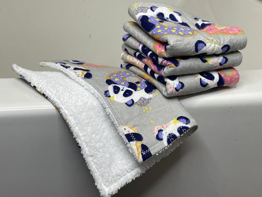 Pandas with Donuts- Washcloth