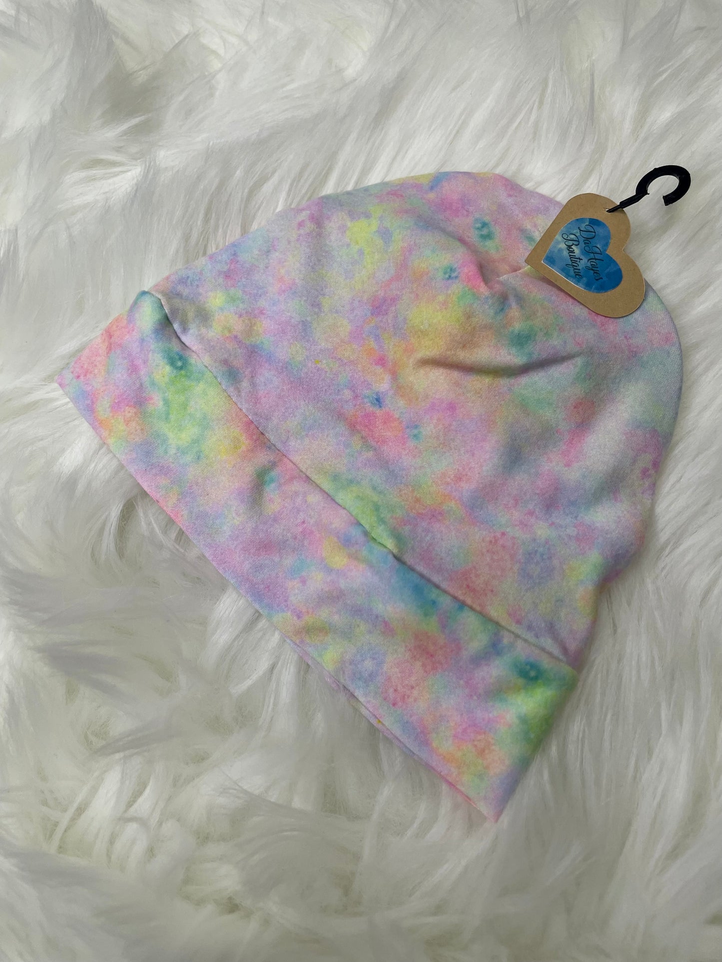 Rainbow Watercolor Beanie Hat