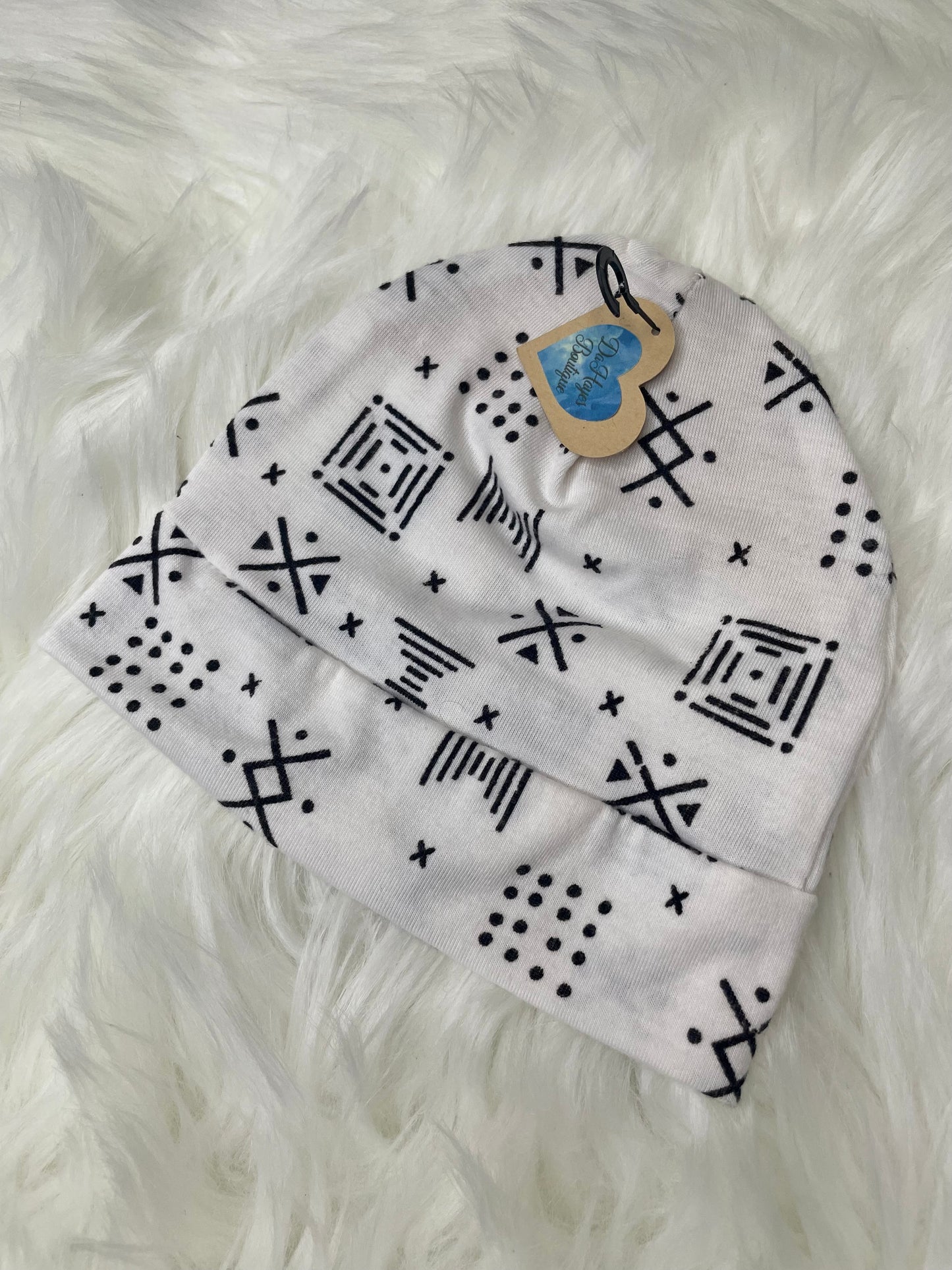 Black and White Aztec Beanie Hat