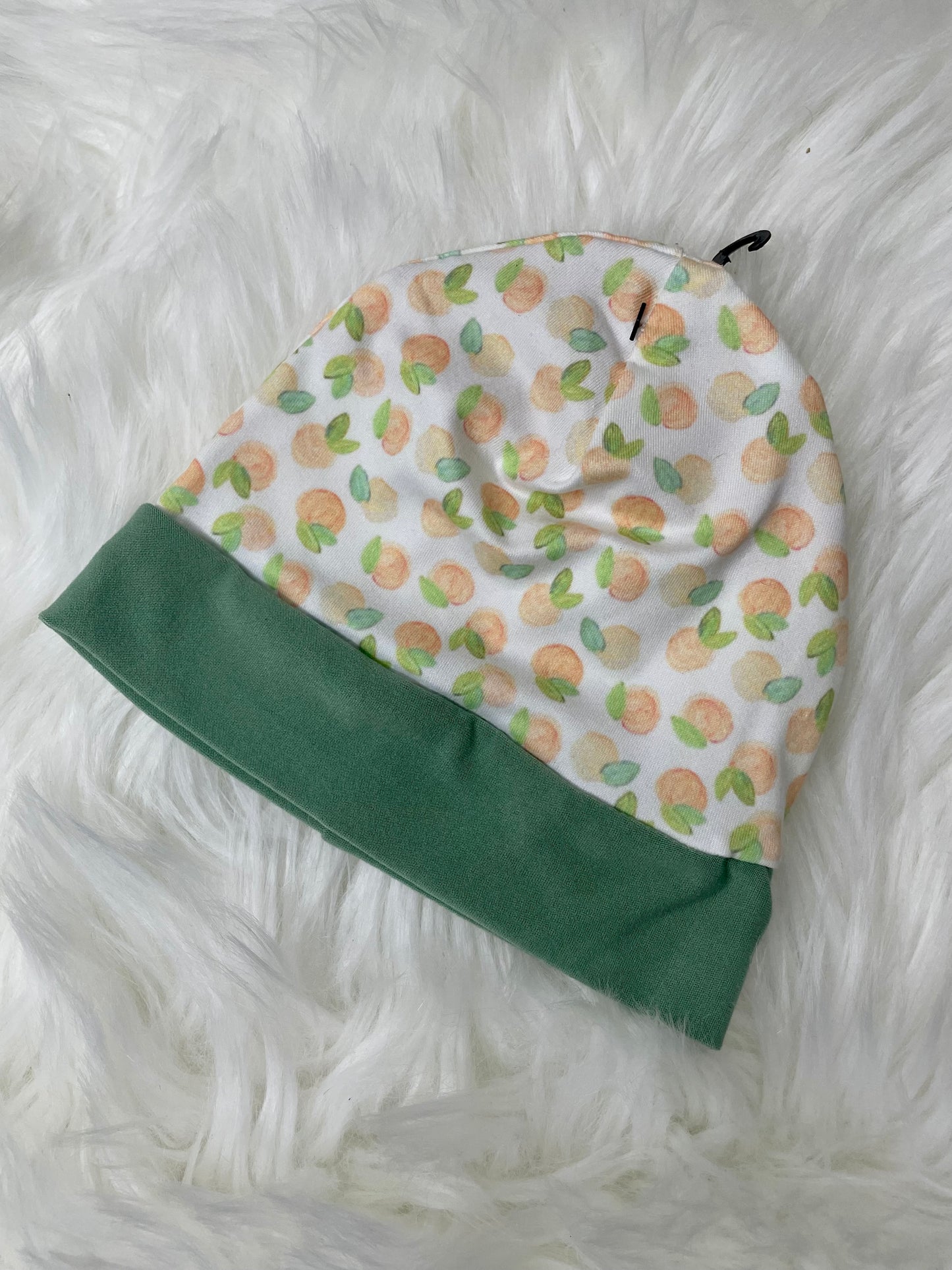 Peach Sage Green Brim Beanie Hat