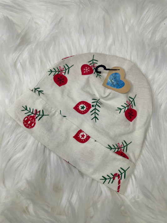 White Winter Holiday Beanie Hat