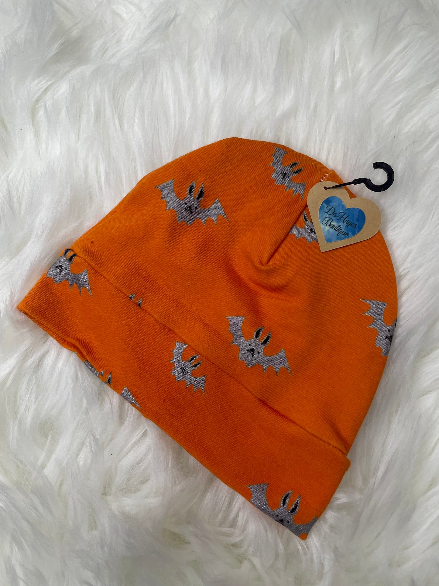 Orange w/ Black Bats Beanie Hat