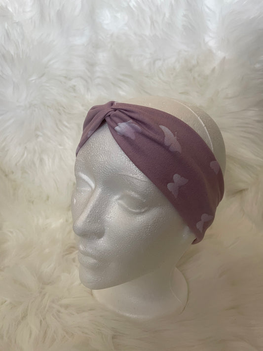 Pink with Butterflies - Front Knot Stretch Headband