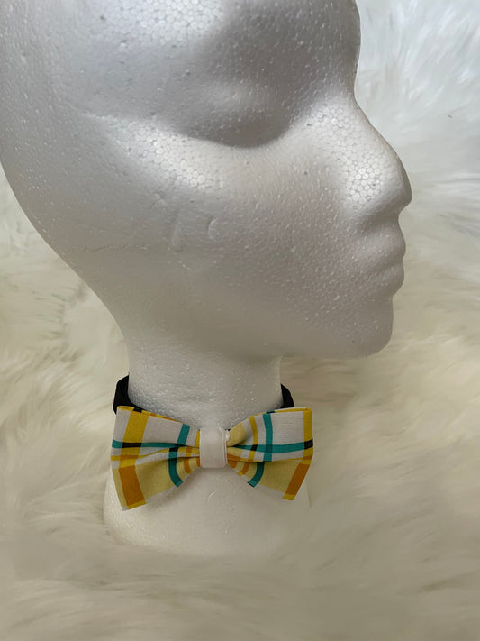 Yellow and Teal Plaid - Bow Tie Single