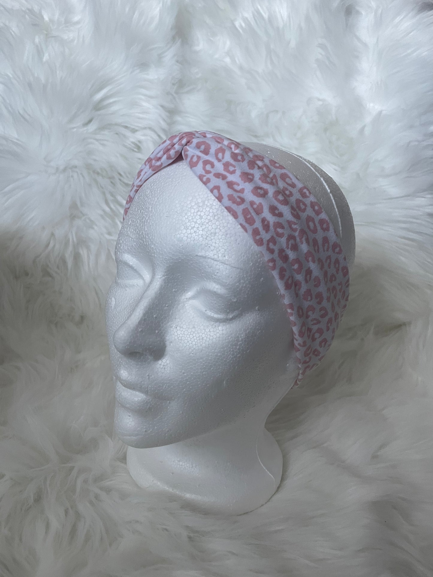 Pink Cheetah- Front Knot Stretch Headband