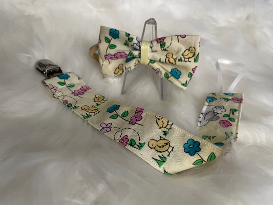 Bunny Trail- Holiday Bow and Pacifier/Toy Tether Matching Set