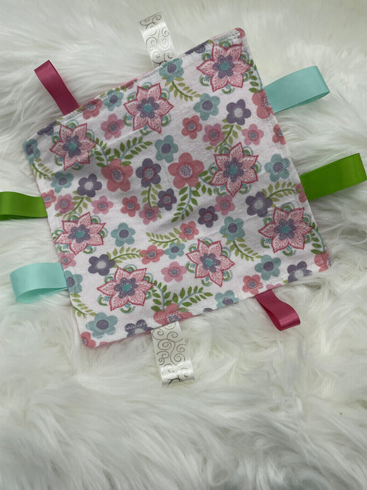 Light Pink, Purple and Teal Floral - Crinkle Tag Sensory