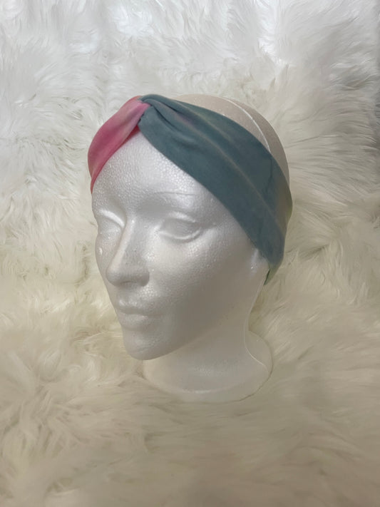Pink, Yellow and Blue Tye Dye - Front Knot Stretch Headband