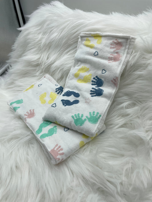 Baby Hands and Feet Burp Cloth Set
