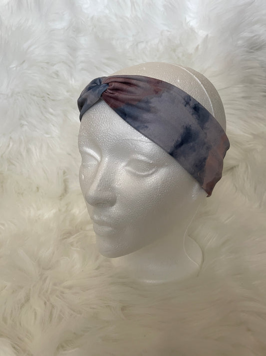 Navy and Purple Tye Dye - Front Knot Stretch Headband
