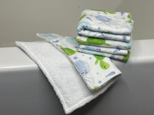 Turtles and Whales- Washcloth
