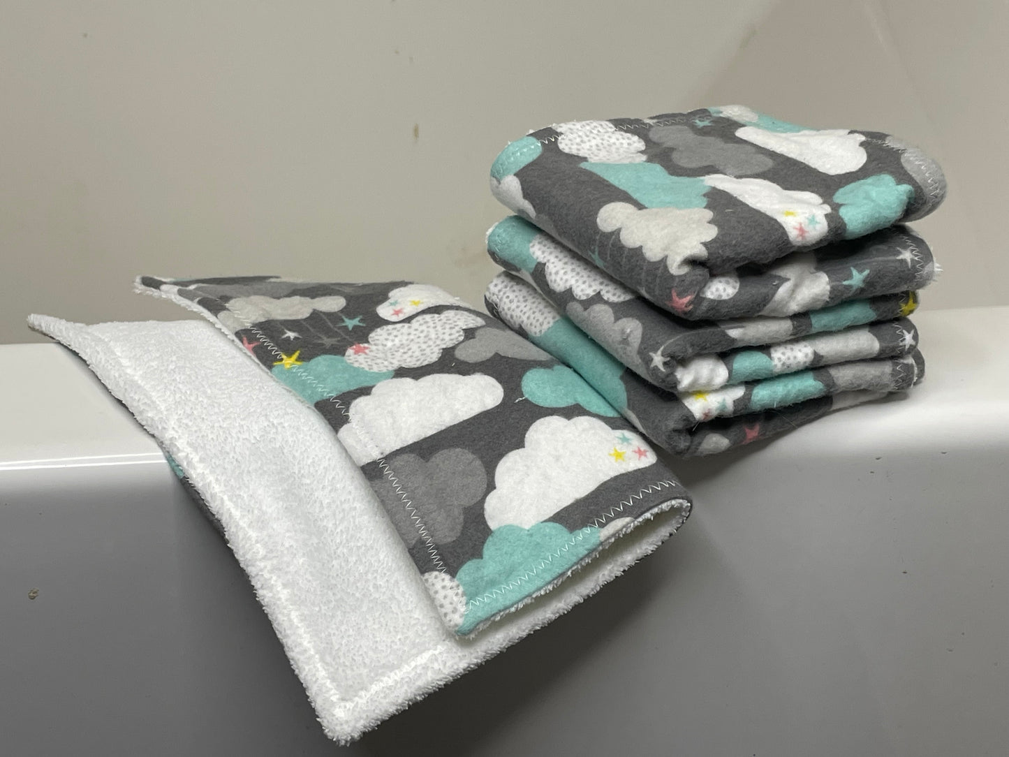 Raining Stars and Clouds- Washcloth