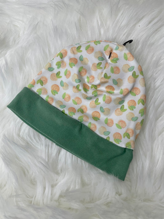Peach Sage Green Brim Beanie Hat