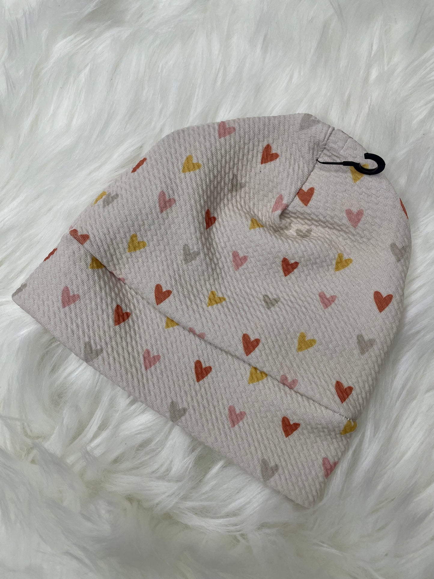 Muted Colored Hearts Beanie Hat