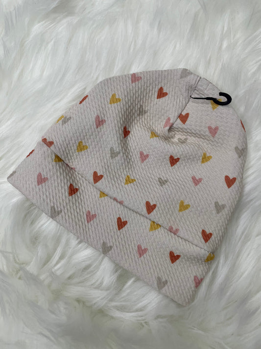 Muted Colored Hearts Beanie Hat