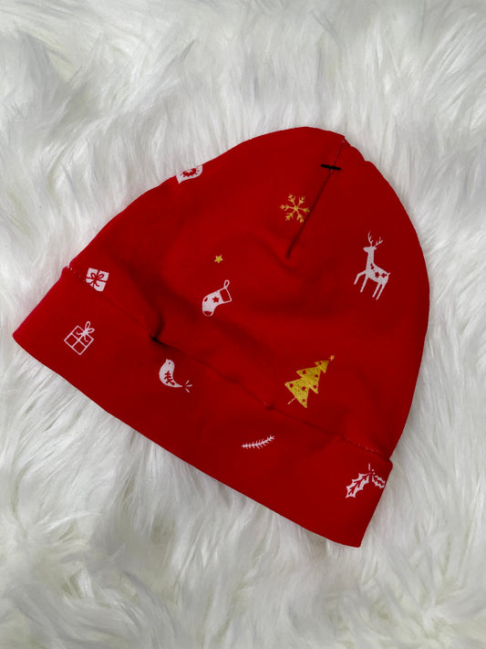 Red Winter Holiday Beanie Hat