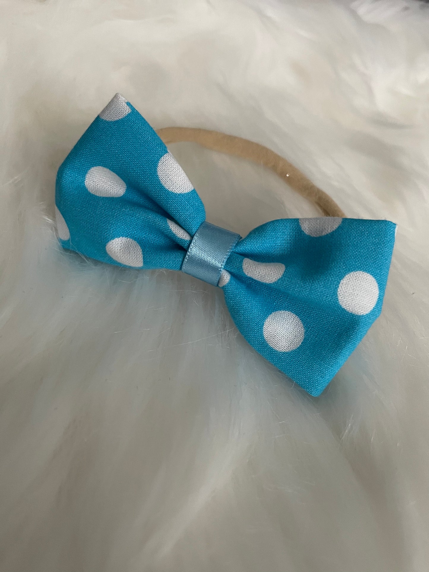 Teal Polka Dots- Bow