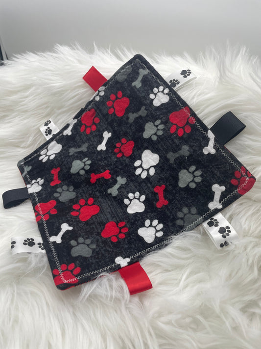 Red, White and Grey Paw Prints - Crinkle Tag Sensory