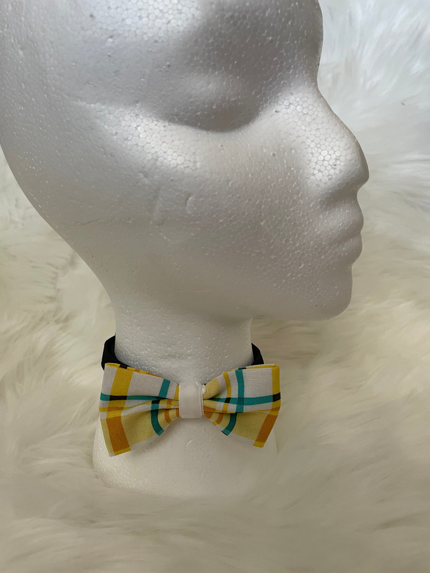 Yellow and Teal Plaid - Bow Tie Single