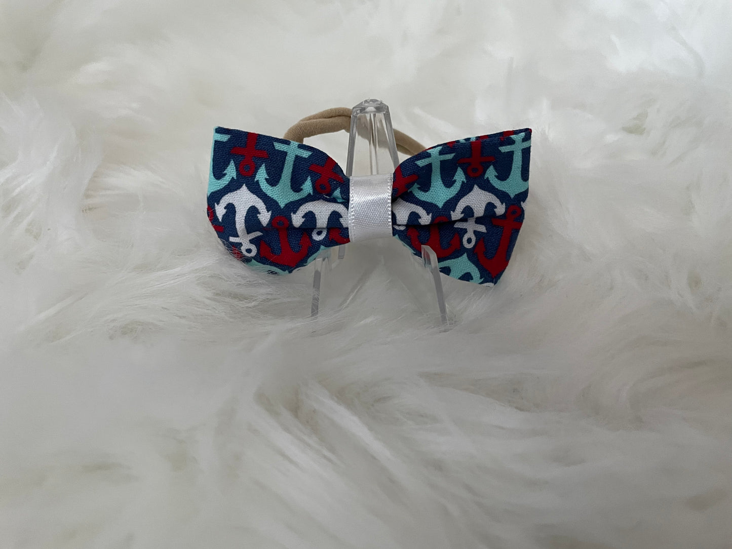 Red, White and Blue Anchors on Blue  - Bow