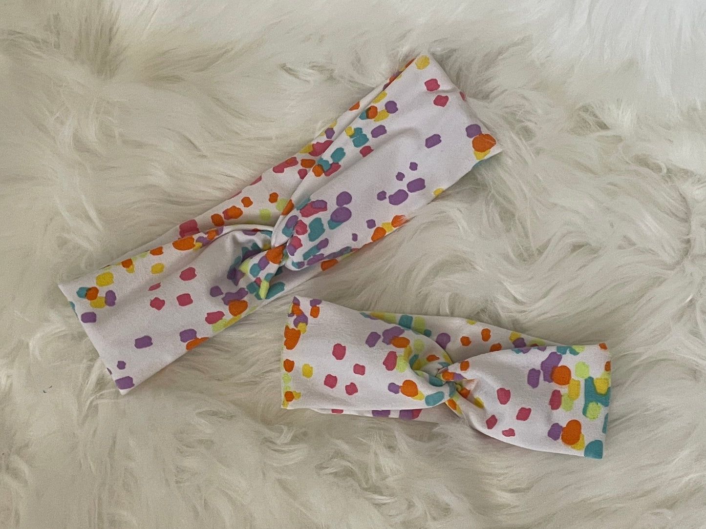 White with Bright Confetti- Mommy and Me Knot Set