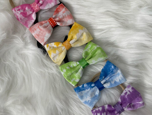 Tie Dye Rainbow   - Bow (Single and Set)
