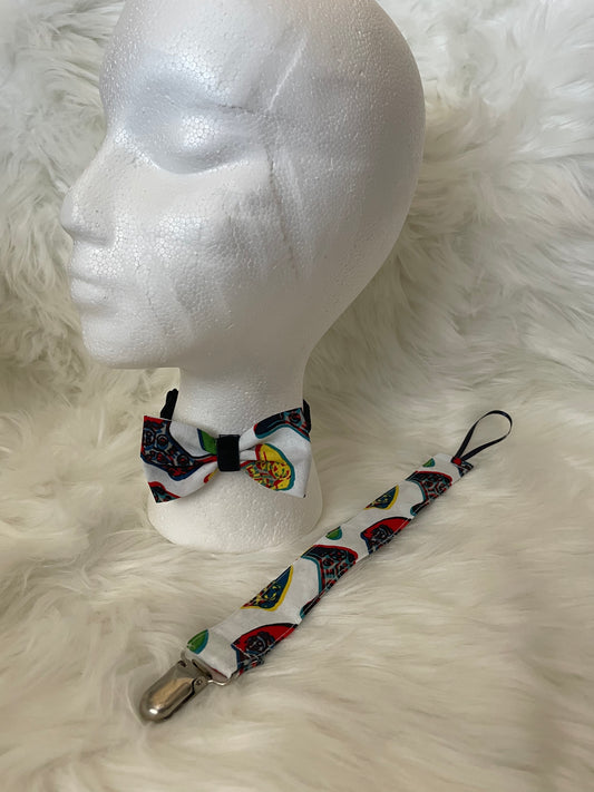 White with Multi. Colored Controllers - BowTie and Tether Set