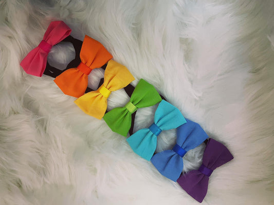Bright Solid Rainbow   - Bow (Single and Set)