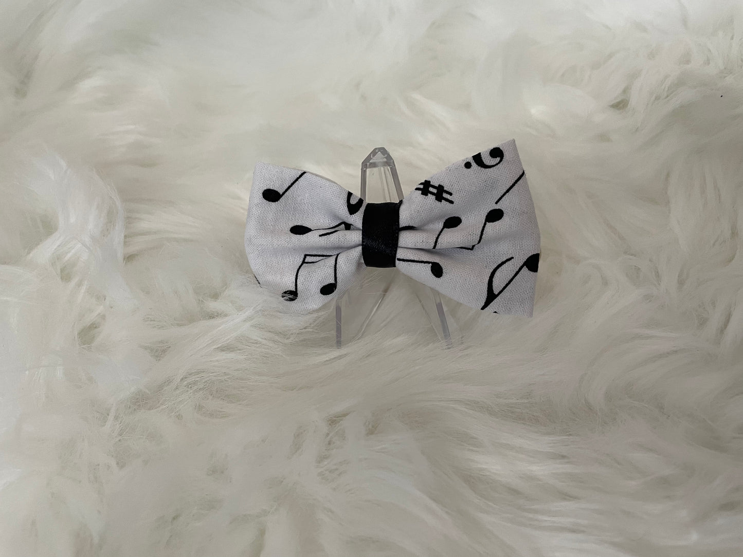 White with Black Music Notes - Bow