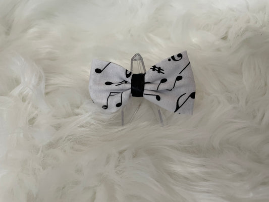 White with Black Music Notes - Bow