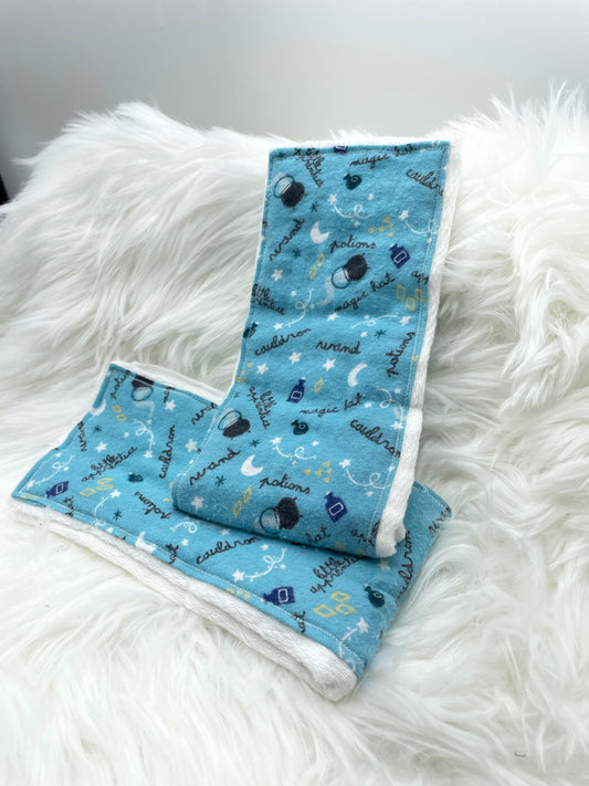 Blue Baby Wizard Burp Cloth Set