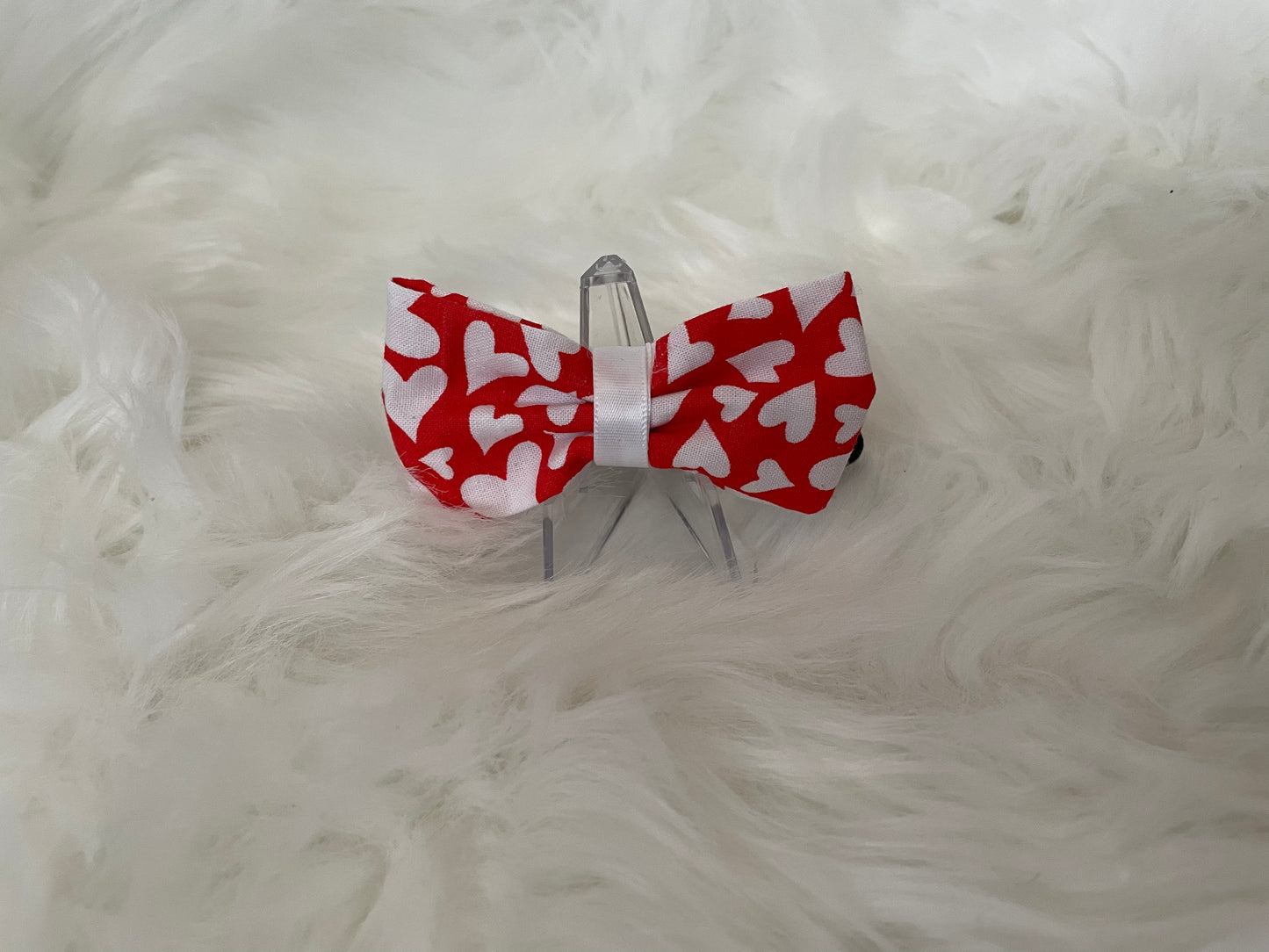 Red with White Heart - Bow