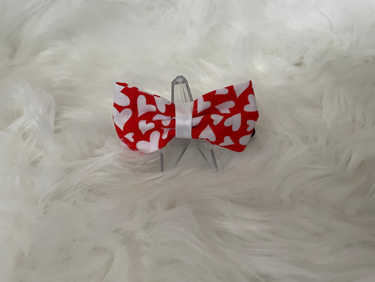 Red with White Heart - Bow