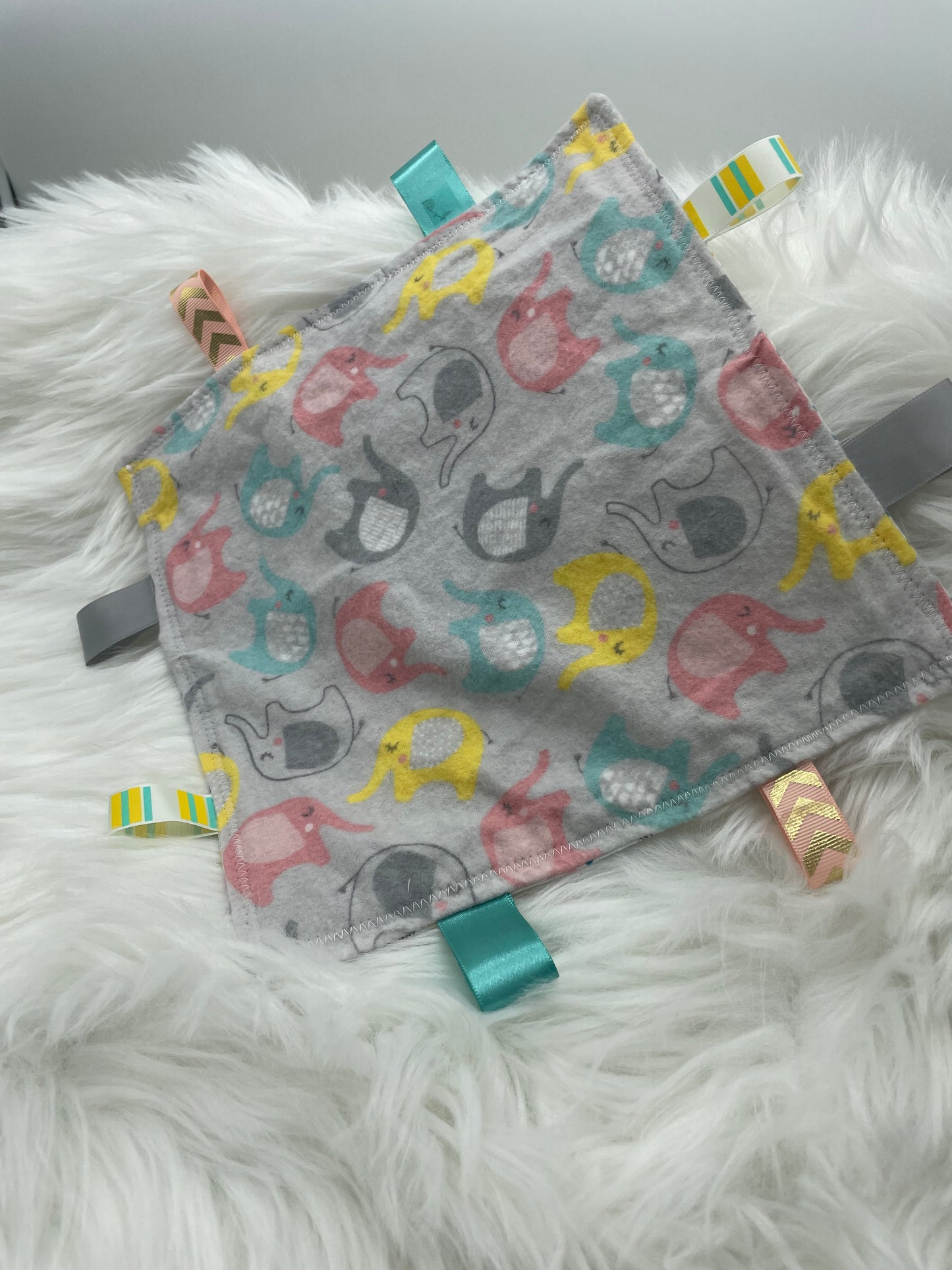 Pastel Elephants - Crinkle Tag Sensory