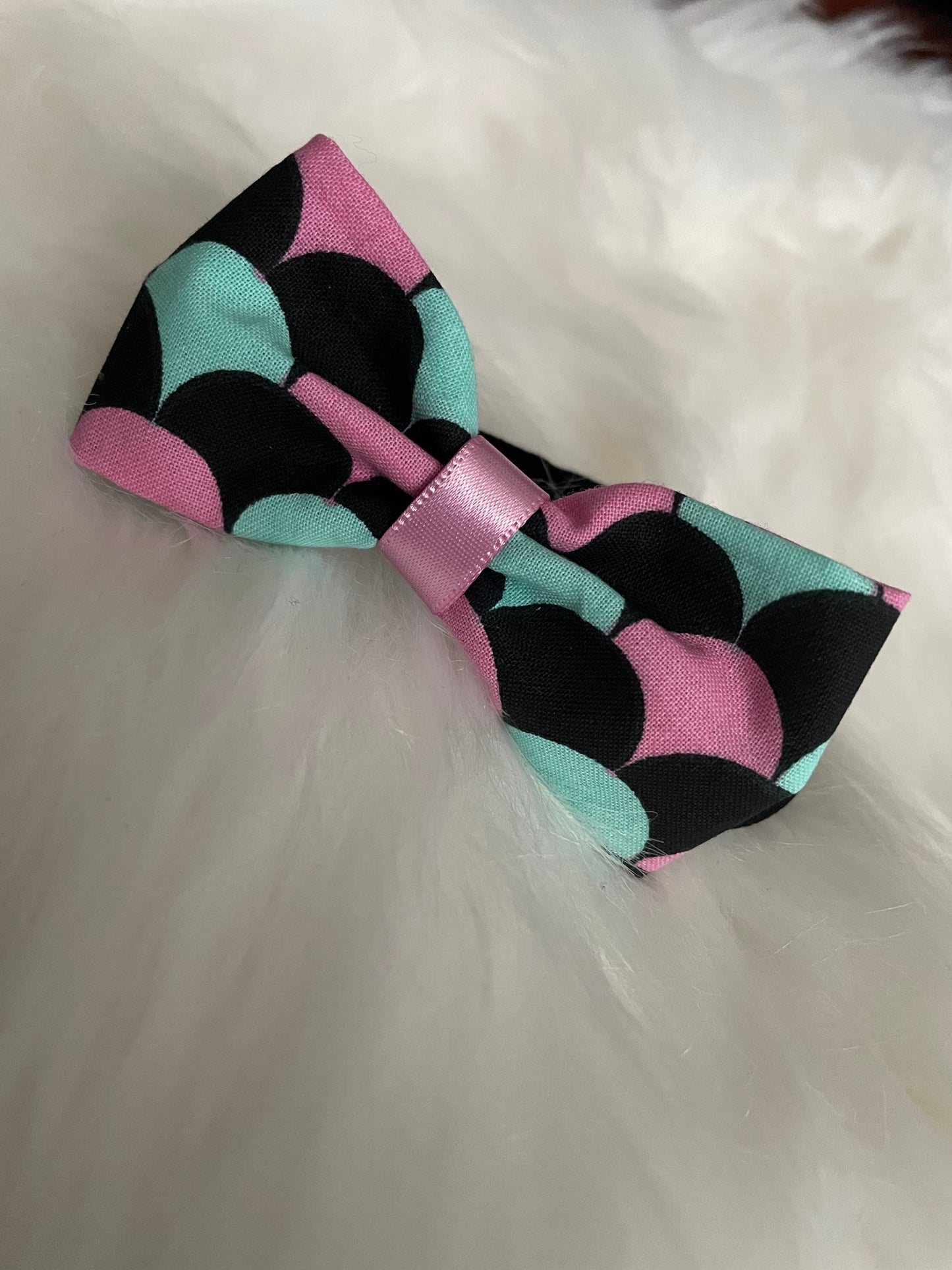 Mermaid Scales Black with Teal and Pink - Bow