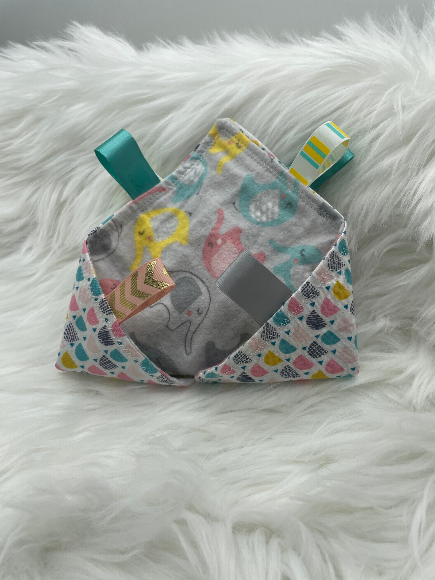 Pastel Elephants - Crinkle Tag Sensory