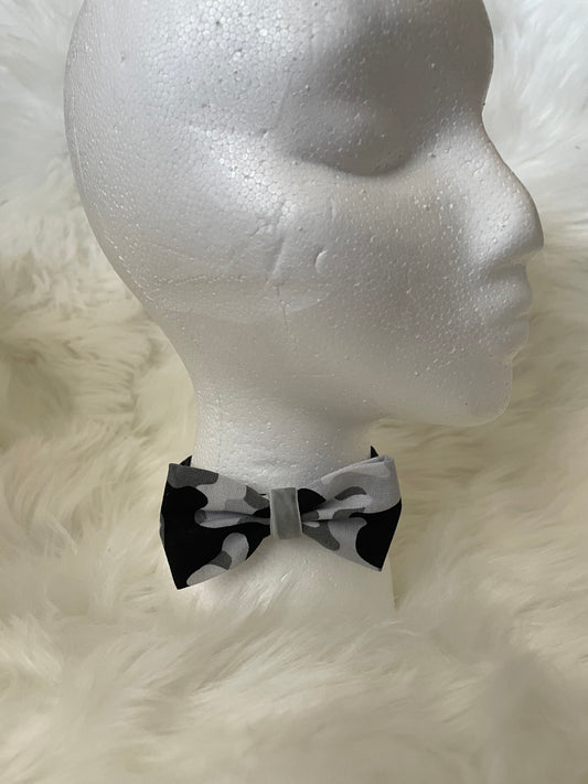 Black, Grey and White Camouflage - Bow Tie Single