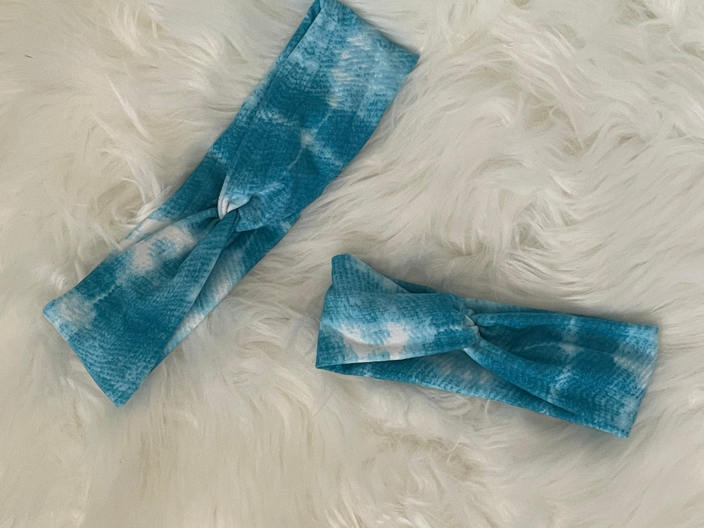 Blue And White Tie Dye- Mommy and Me Knot Set