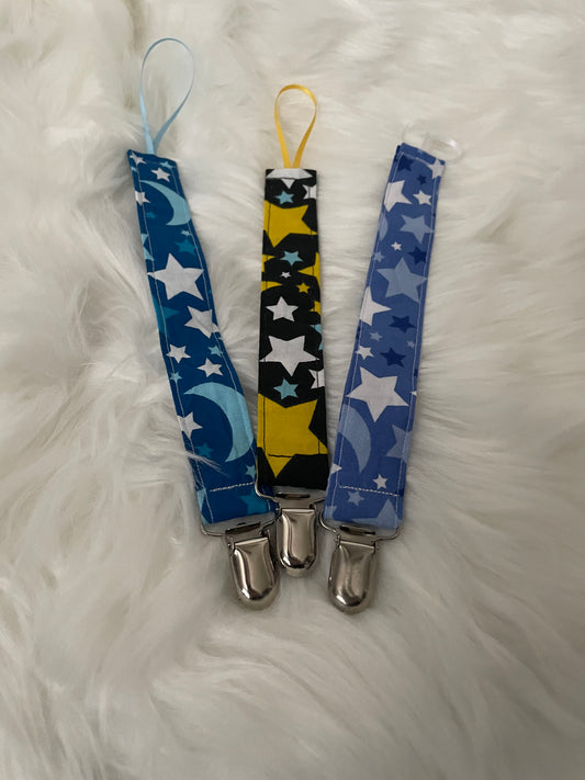 Stars and Moons  - Pacifier/Toy Tether Set