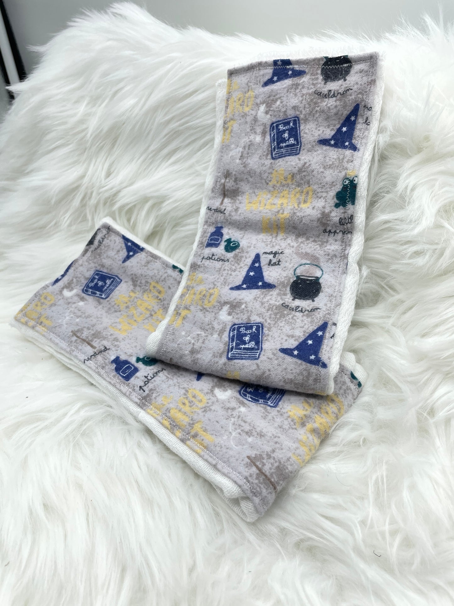 Grey Baby Wizard Burp Cloth Set