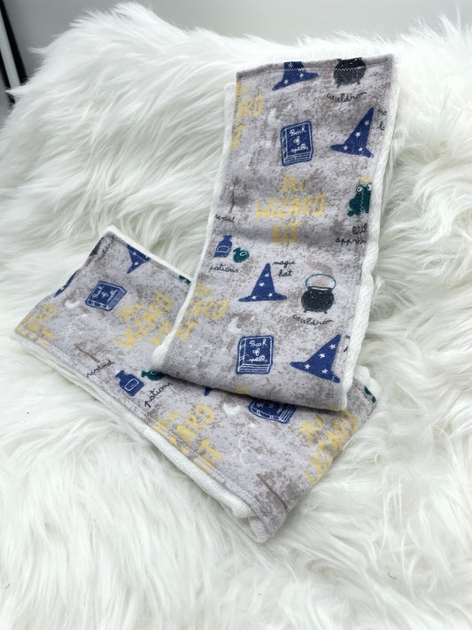 Grey Baby Wizard Burp Cloth Set