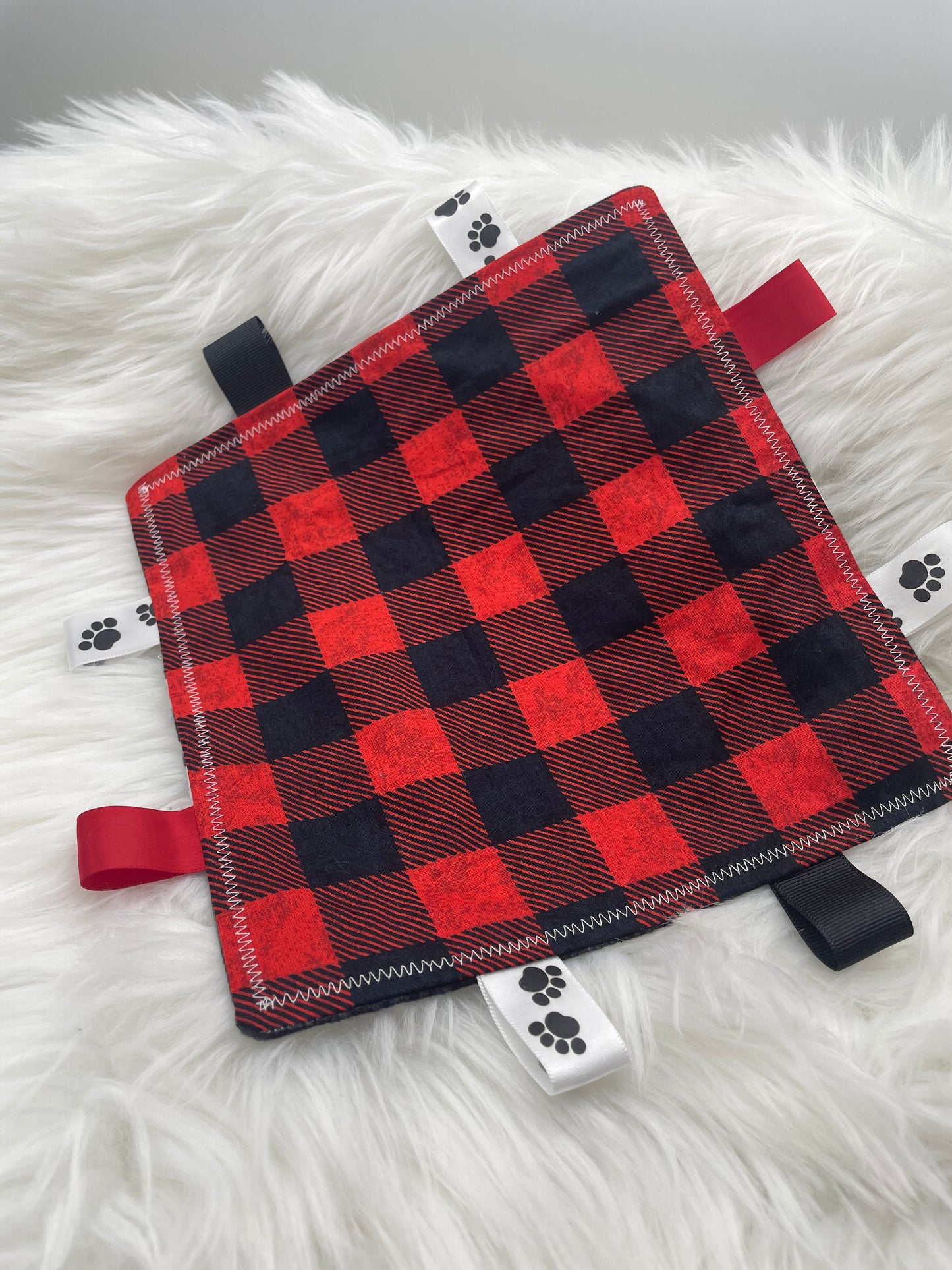 Red, White and Grey Paw Prints - Crinkle Tag Sensory
