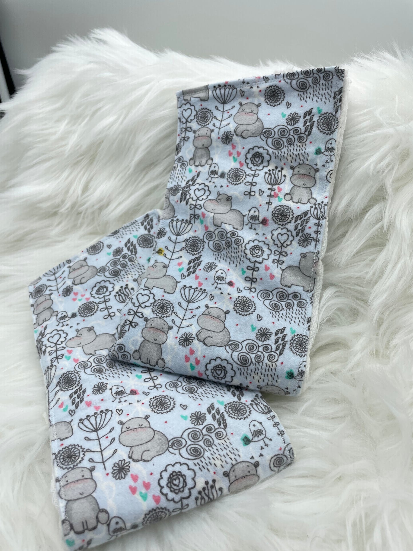 Hippos on Blue Burp Cloth Set