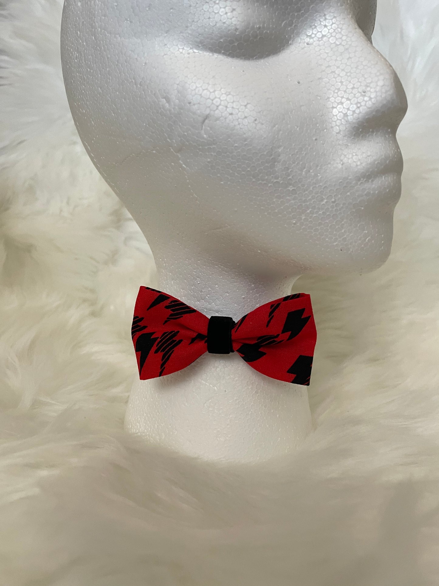 Red with Black Lightning Bolt- Bow Tie Single