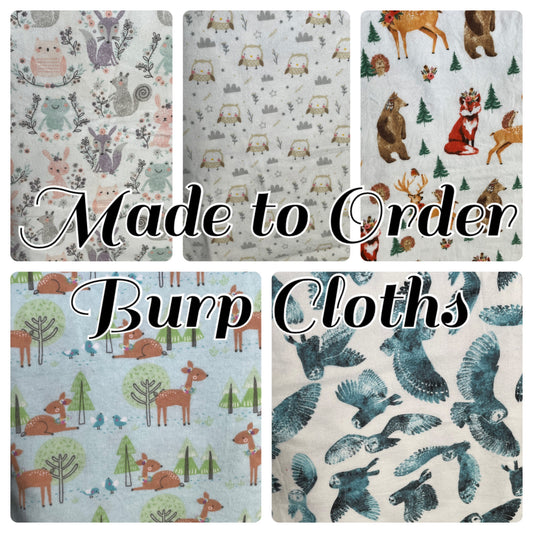 Woodland Creatures - Made to Order Burp Cloth Set