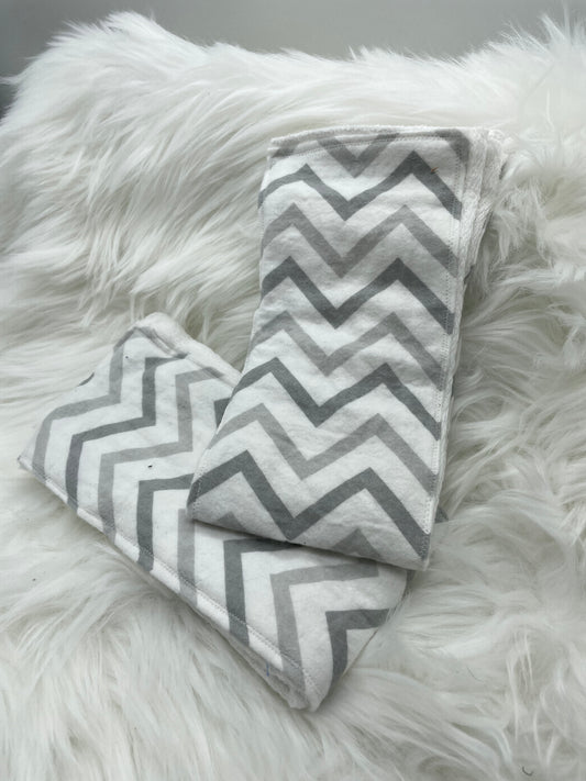 Grey Chevron Burp Cloth Set